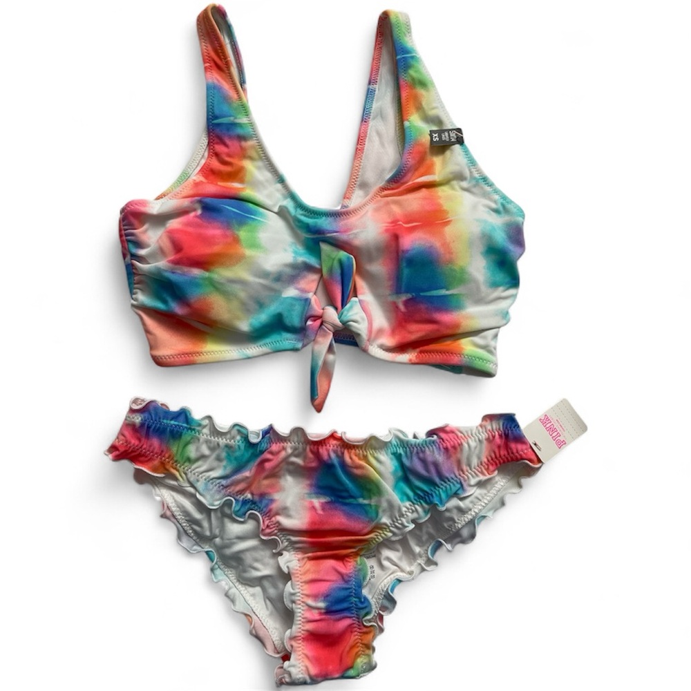 PINK Victoria’s Secret Tie-Front Ruffle Bikini Set | Multicolor | XS | NWT